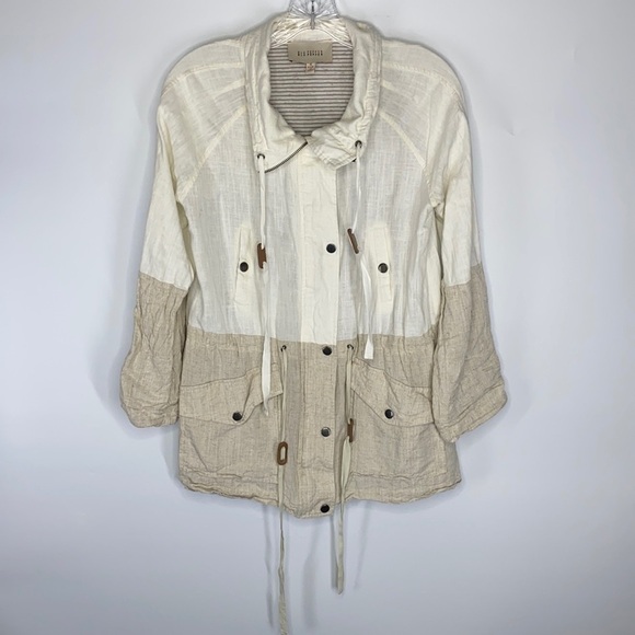 Blu Pepper Linen Utility Two Tone Jacket Size Small - Picture 1 of 7